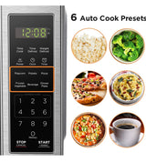 0.7 cu. ft. 700 Watt Compact Countertop Microwave in Stainless Steel with Safety lock, One-Touch Button and Eco Mode