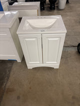 Everdean 25 in. W x 19 in. D x 34 in. H Single Sink Freestanding Bath Vanity in White with White Cultured Marble Top