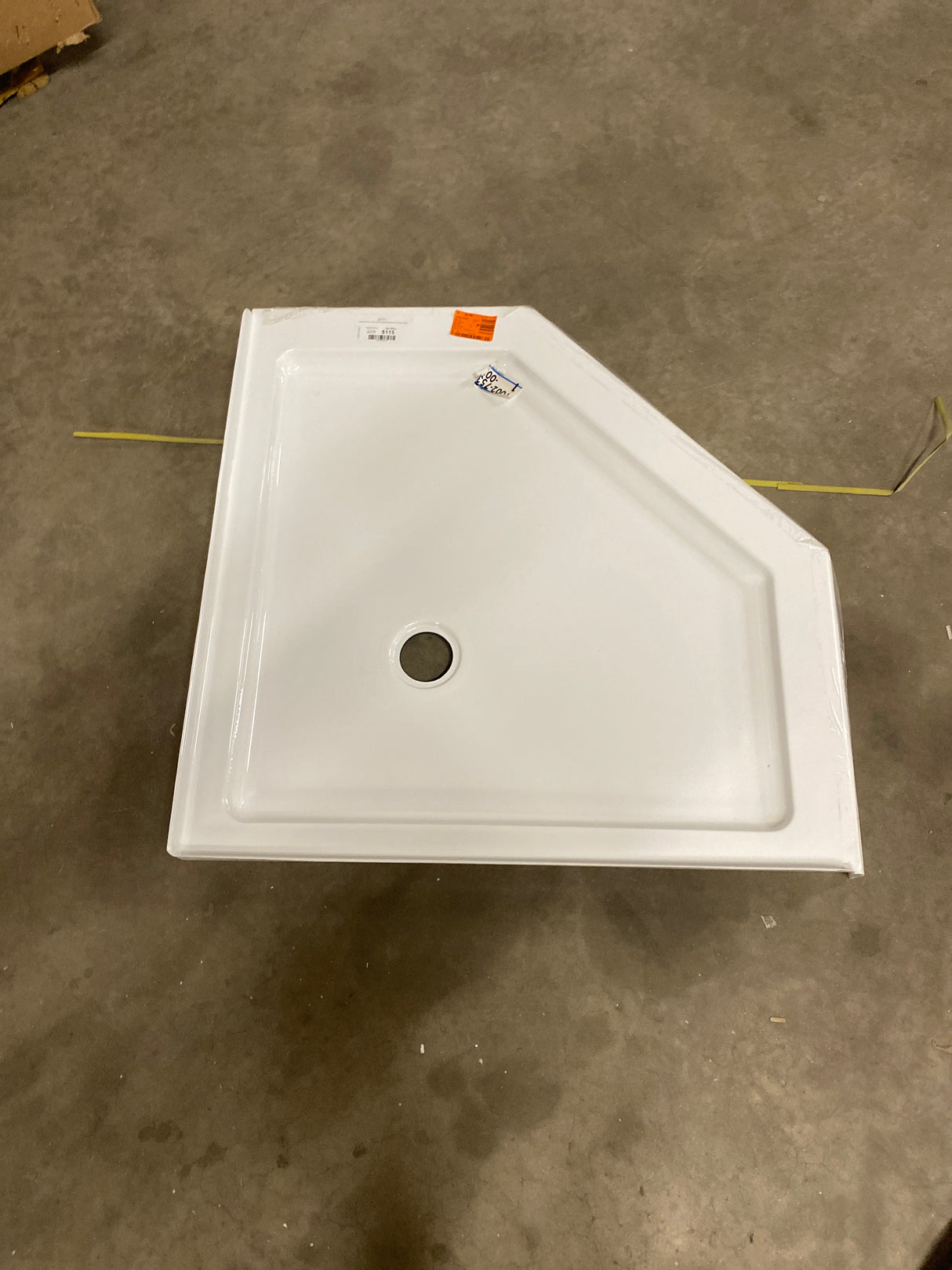 Foundations 38 in. L x 38 in. W Corner Shower Pan Base with Corner Drain in White