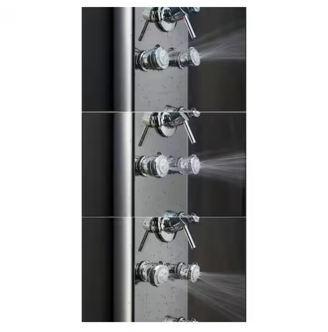 52 in. 8-Jet Shower Panel System in Mirror Silver Tempered Glass with Rainfall Shower Head LED Display Handshower