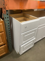 Hampton 18 in. W x 21 in. D x 34.5 in. H Satin White Assembled Bath 3-Drawer Base Cabinet
