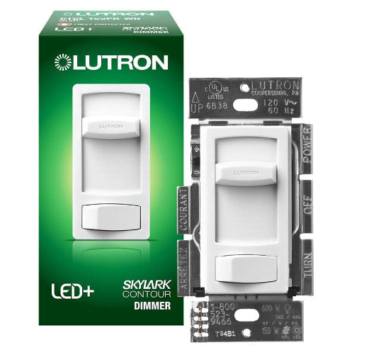 Skylark Contour LED+ Dimmer Switch for LED and Incandescent Bulbs, 150-Watt/Single-Pole or 3-Way, White (CTCL-153PR-WH)