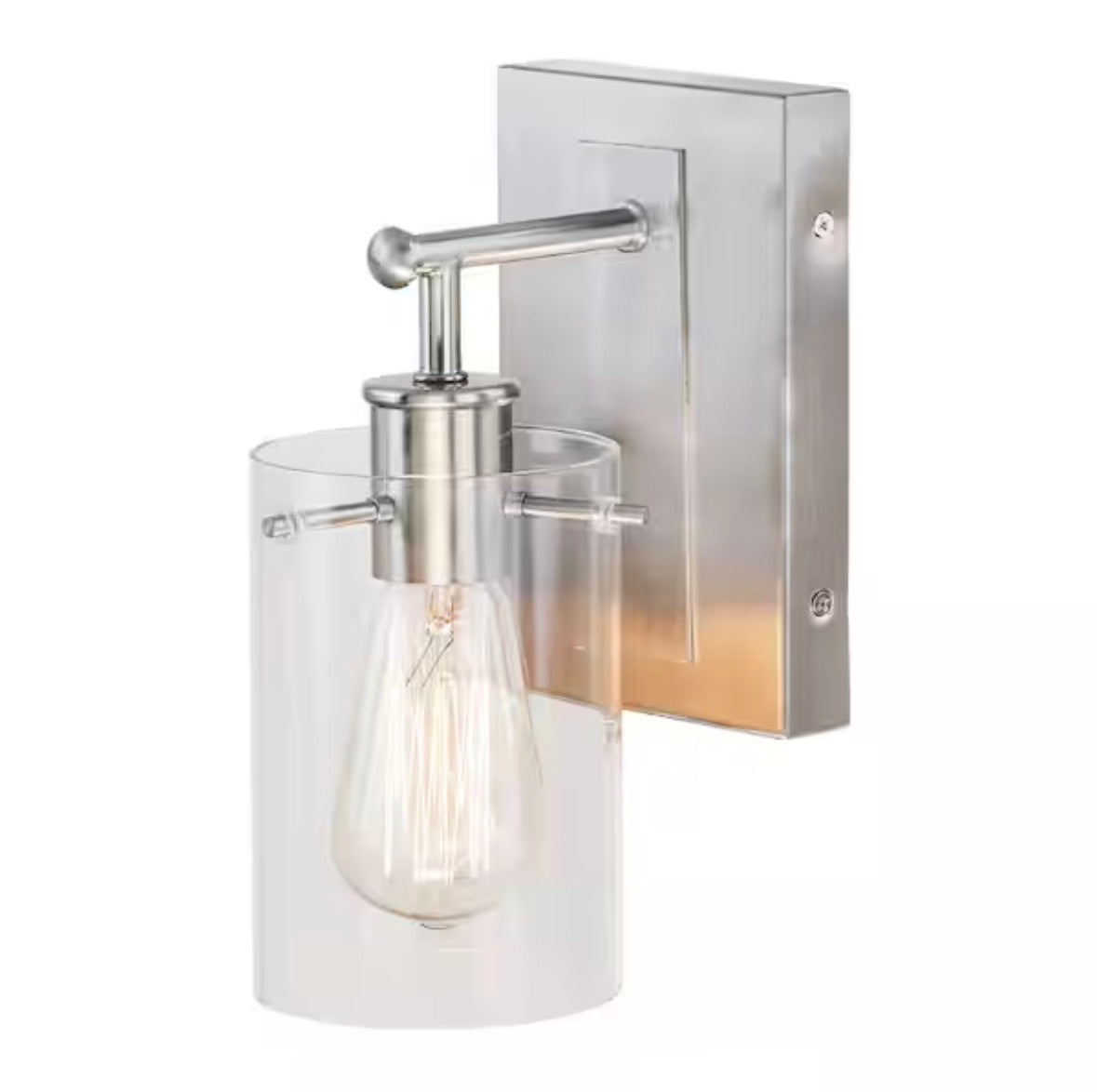 Regan 4.5 in. 1-Light Brushed Nickel Wall Bath Light with Clear Glass Shade