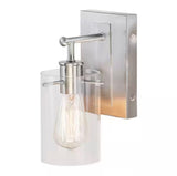 Regan 4.5 in. 1-Light Brushed Nickel Wall Bath Light with Clear Glass Shade
