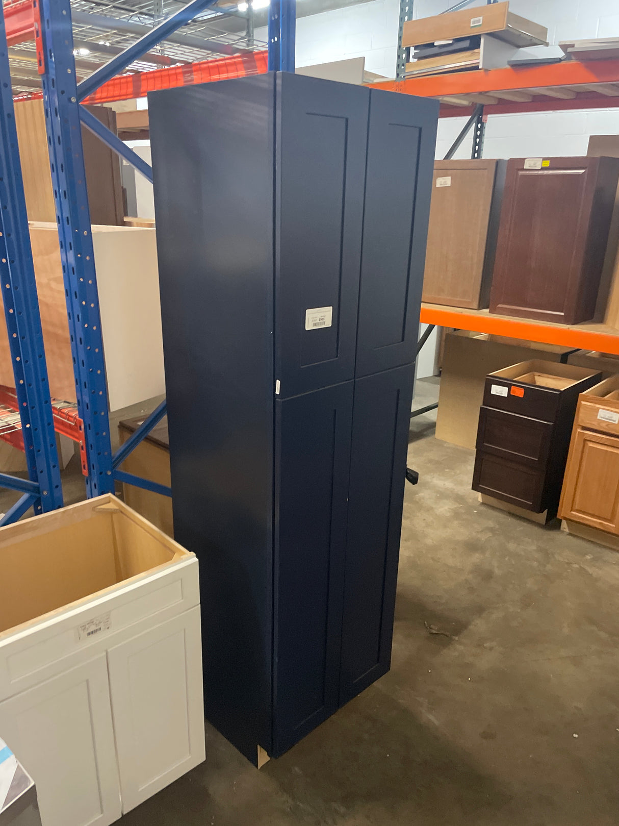 24 in. W x 21 in. D x 84 in. H Assembled Plywood Vanity Linen Bath Cabinet in Mythic Blue with Soft Close