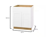 Avondale Shaker Alpine White Quick Assemble Plywood 27 in. Base Kitchen Cabinet (27 in. W x 24 in. D x 34.5 in. H)