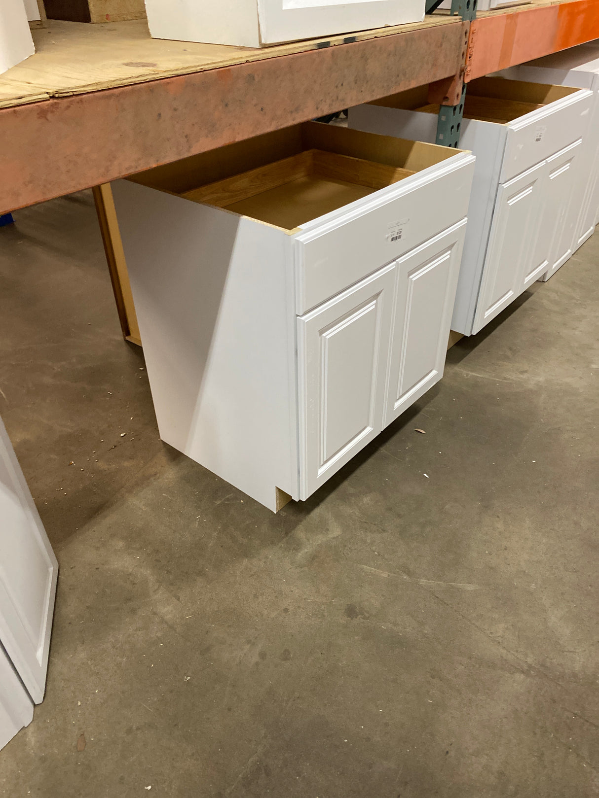 Hampton Satin White Raised Panel Stock Assembled Base Kitchen Cabinet with Drawer Glides (30 in. x 34.5 in. x 24 in.)