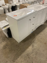 Bannister 31 in. W x 19 in. D x 35 in. H Single Sink Freestanding Bath Vanity in White with White Cultured Marble Top