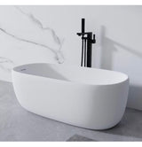 Moray 51 in. x 25 in. Solid Surface Stone Resin Flatbottom Freestanding Double Slipper Soaking Bathtub in Matte White