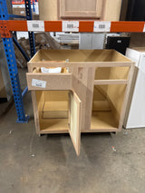 36 in. W x 24 in. D x 34.5 in. H Assembled Blind Corner Base Kitchen Cabinet in Unfinished with Recessed Panel