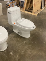 1-piece 1.1 GPF/1.6 GPF High Efficiency Dual Flush Elongated Toilet in White Slow-Close, Seat Included