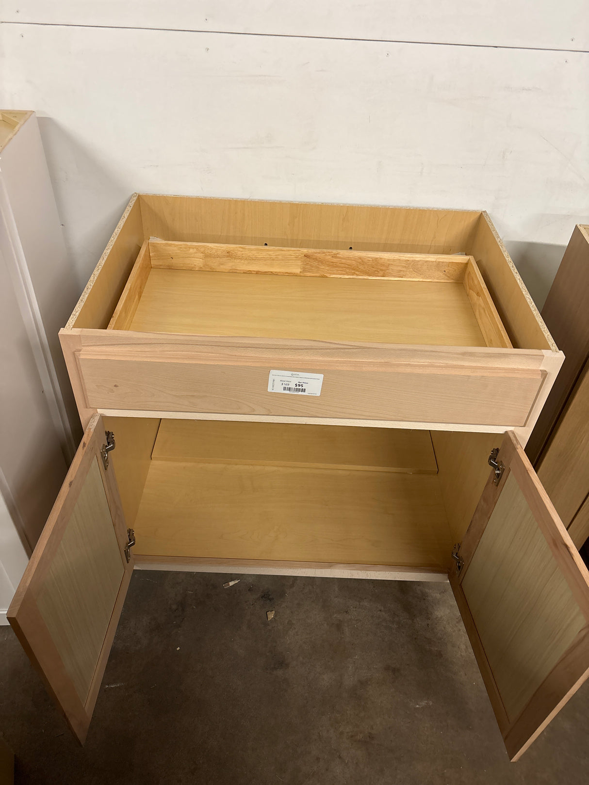 36 in. W x 24 in. D x 34.5 in. H Assembled Base Kitchen Cabinet in Unfinished with Recessed Panel