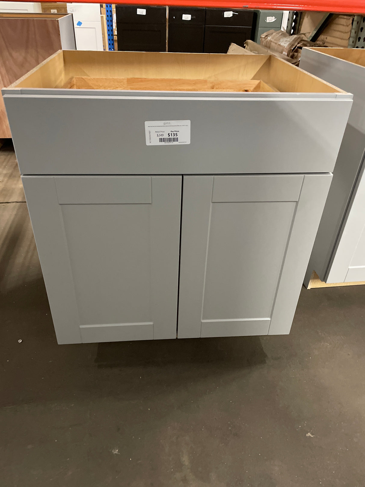 Shaker Dove Gray Stock Assembled Base Kitchen Cabinet with Ball-Bearing Drawer Glides (30 in. x 34.5 in. x 24 in.)