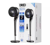 TurboPoly Fan 9 in. 9-Fan Speeds Pedestal Fan in Black with Exclusive Blue Blade, Remote and 2D 120Â° Oscillation