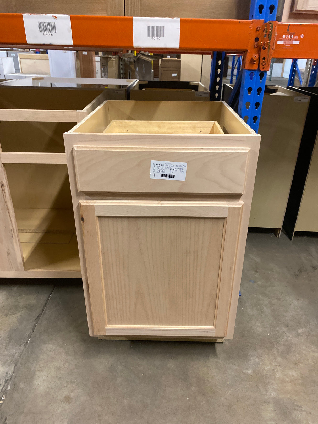 21 in. W x 24 in. D x 34.5 in. H Assembled Base Kitchen Cabinet in Unfinished with Recessed Panel