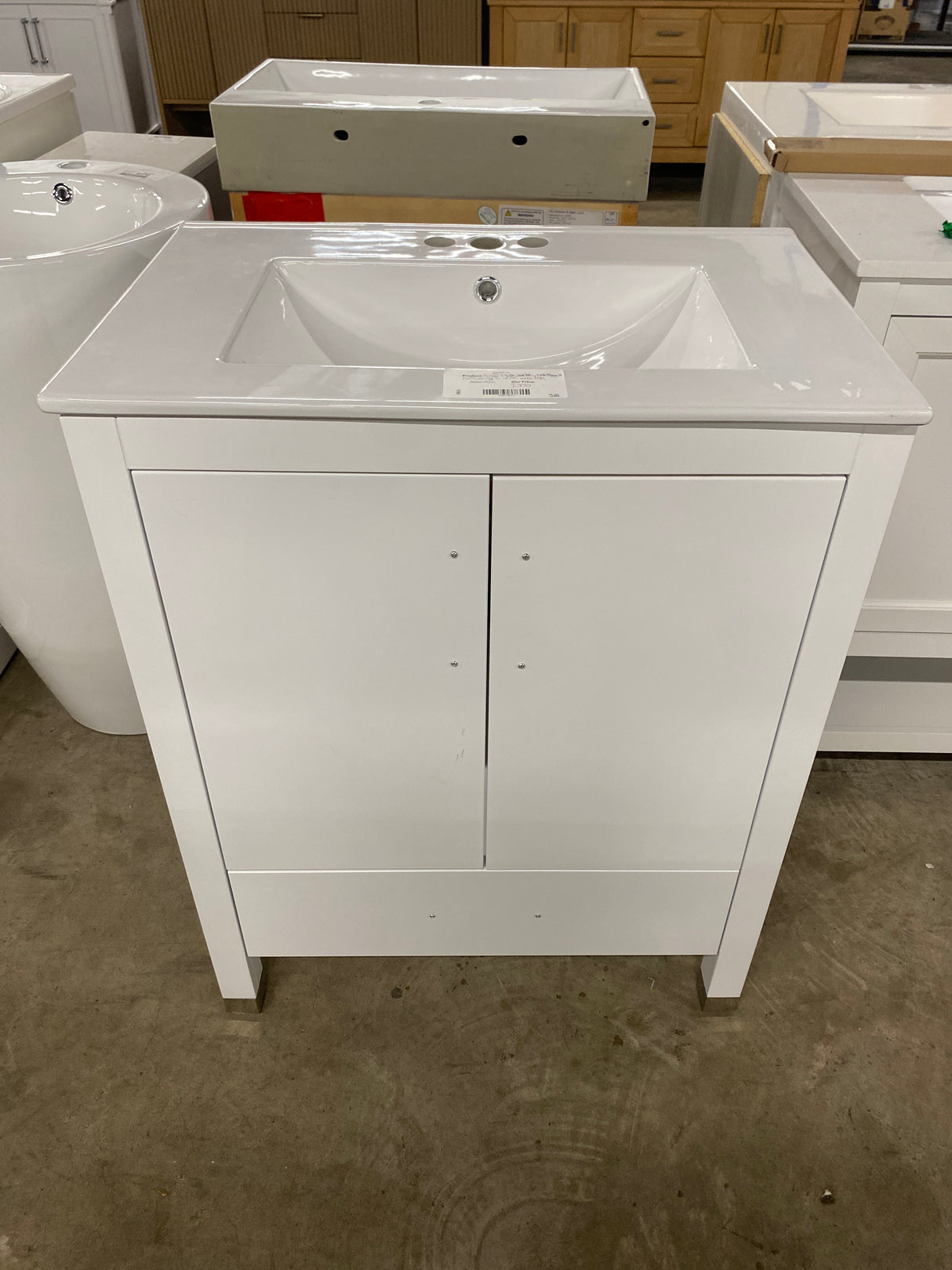 Armani 27.5in W x 18in. D x 35in. H bath vanity in White with top