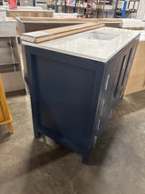 GlamourAura 48 in. W x 22 in. D x 39.24 in. H Single Sink Bath Vanity in Navy Blue with White Engineered Stone Top