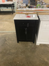 Beaufort 24 in. W x 19 in. D x 34 in. H Single Sink Bath Vanity in Ebony Wood with White Engineered Stone Top