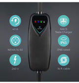 Level 2 Tesla Charger-240V, 40 Amp, NEMA 14-50 Plug, 16 ft. Extension Cord-Portable Electric Car Charger for Tesla