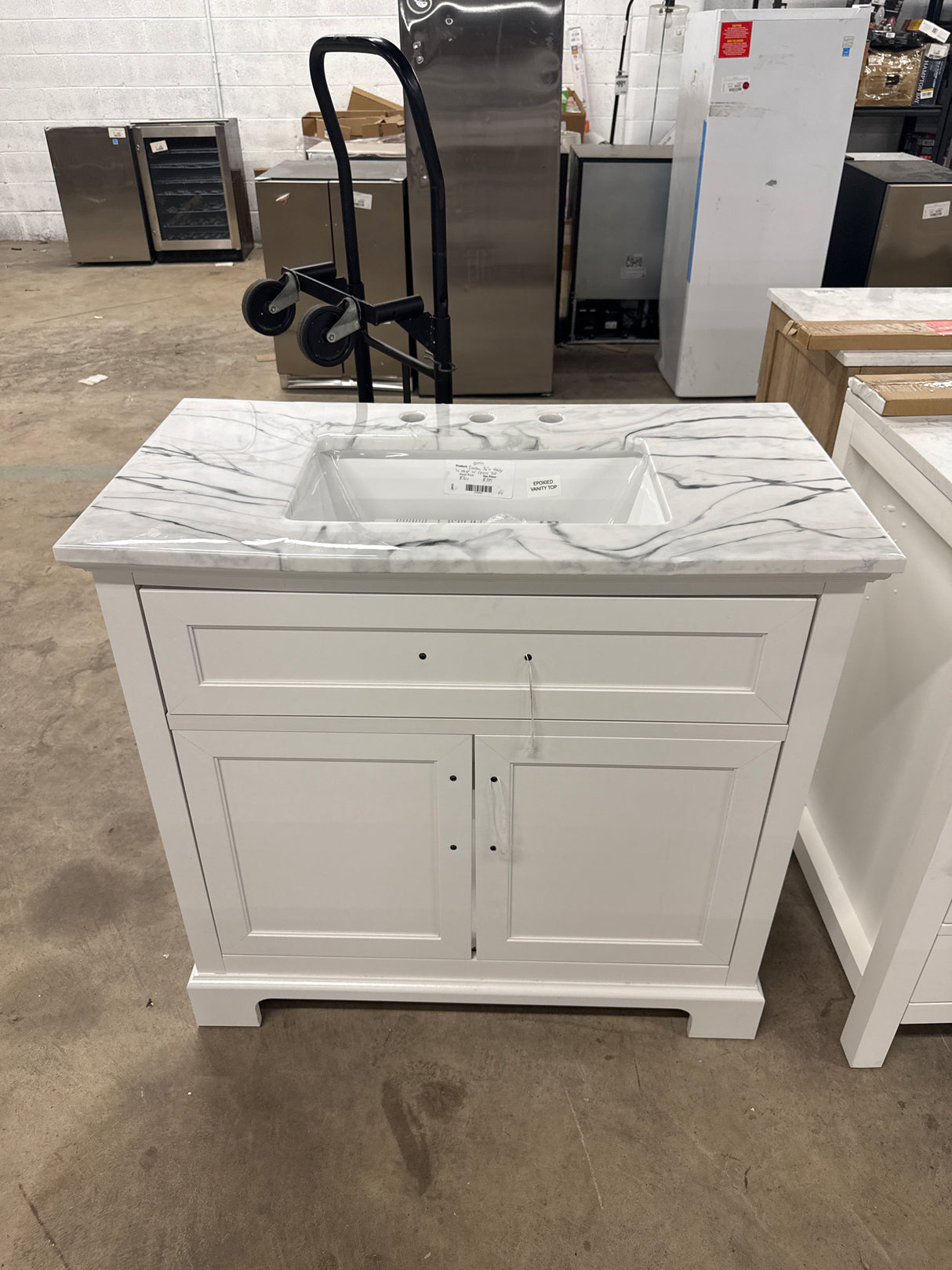 Doveton 36 in. W x 19 in. D x 35 in. H Bath Vanity in White with Epoxied Cultured Marble Top