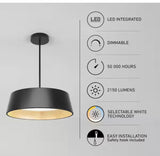 Alton 43-Watt Integrated LED Black 5 CCT Modern Hanging Pendant Chandelier Light Fixture for Dining Room or Kitchen