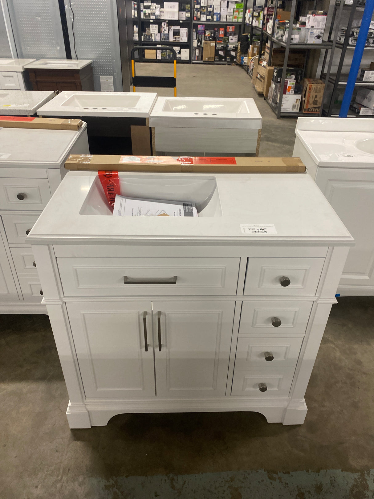 Melpark 36 in. W x 22 in. D x 34.5 in. H Bath Vanity in White with White Cultured Marble Top