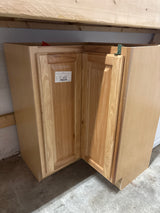 Hampton Natural Hickory Raised Panel Assembled Lazy Susan Corner Base Kitchen Cabinet (28.5 in. x 34.5 in. x 16.5 in.)