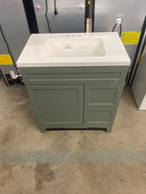 Chasbury 31 in. Single Sink Palm Green Bath Vanity with White Cultured Marble Top (Assembled)