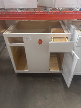 Westfield Feather White Shaker Stock Blind Corner Base Kitchen Cabinet (36 in. W x 23.75 in. D)
