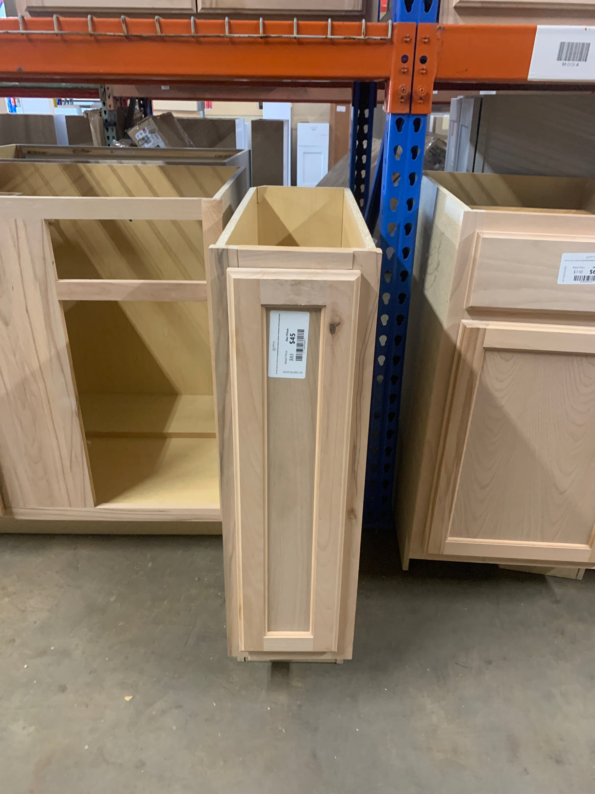 9 in. W x 24 in. D x 34.5 in. H Assembled Base Kitchen Cabinet in Unfinished with Recessed Panel