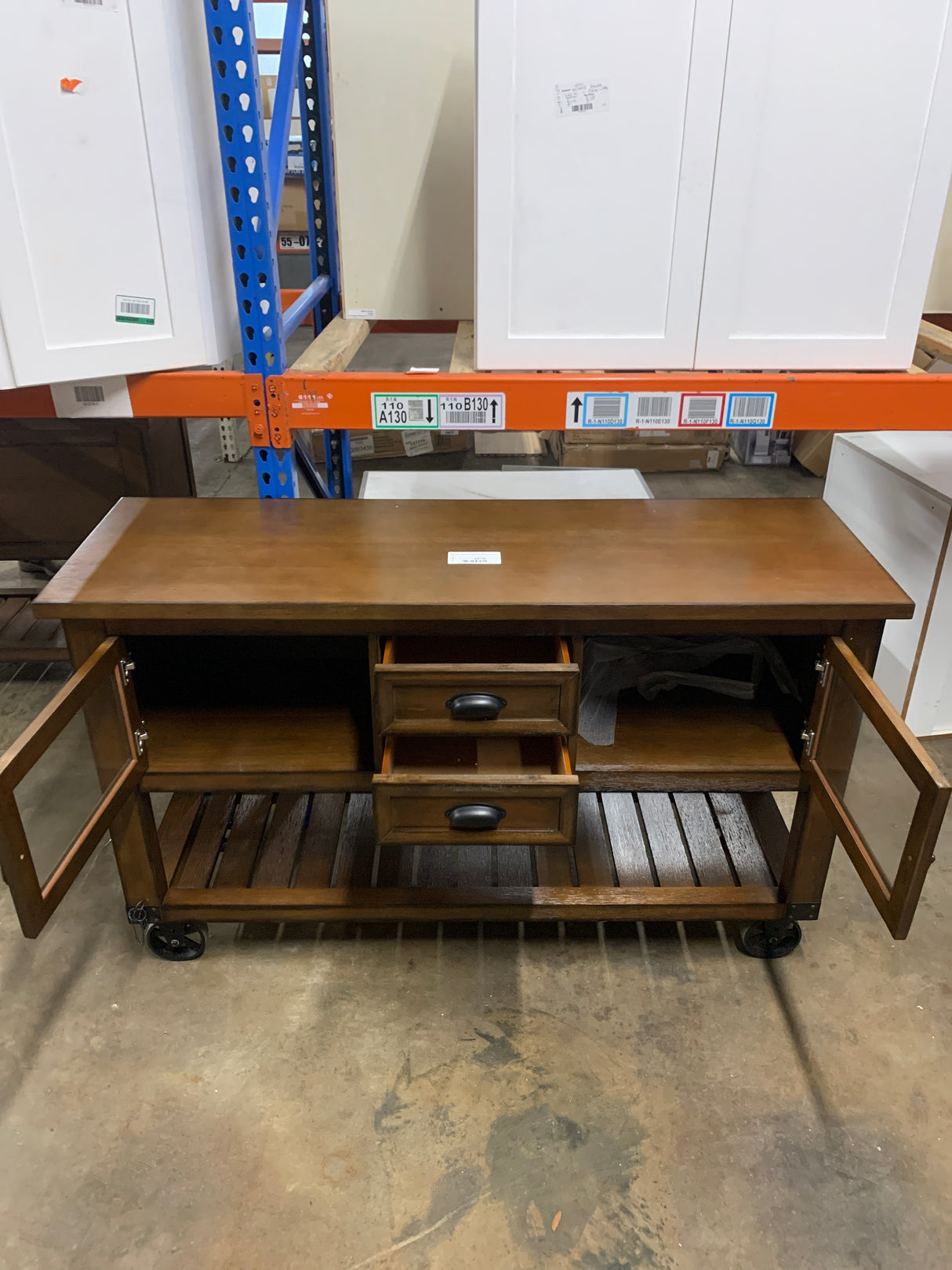 Classical Wooden Kitchen Cart in Brown