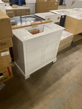 Doveton 36 in. W x 19 in. D x 34.5 in. H Single Sink Bath Vanity in White with White Engineered Stone Top