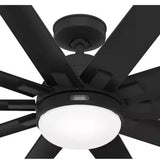 Overton 72 inch ENERGY STARÂ® Matte Black Indoor/Covered Outdoor Ceiling Fan with Light Kit and Wall Control
