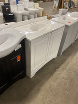 Glacier Bay 37 in. W x 19 in. D x 35 in. H Single Sink Freestanding Bath Vanity in White with White Cultured Marble Top