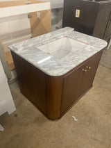 Collette 30 in W x 22 in D x 35 in H Single Sink Bath Vanity in Cinnamon Oak With White Carrara Marble Top