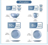 16-Piece Lavender Porcelain Dinnerware Set (Service for 4) Dinner Plates Dessert Plates Cereal Bowls and Mugs
