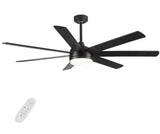 Modern 72 in. Integrated LED Indoor Black Standard Ceiling Fan with Remote Control, DC Motor and 7 Reversible Blades