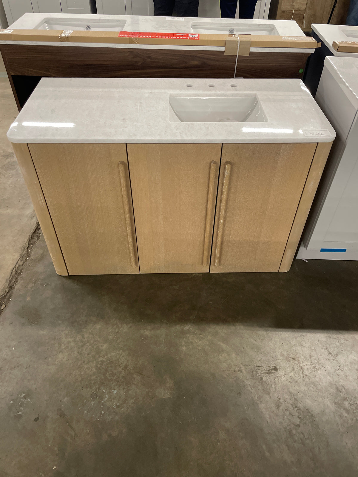 Cindybella 48 in. Single Sink Natural Bath Vanity with White Marble Top