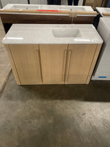 Cindybella 48 in. Single Sink Natural Bath Vanity with White Marble Top
