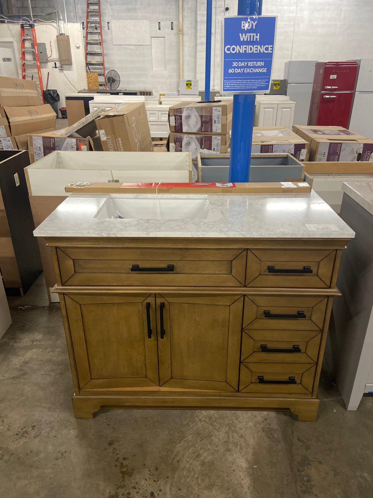 Cherrydale 42 in. W x 22 in. D x 34.50 in. H Bath Vanity in Almond Latte with White Cultured Marble Top