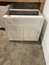 Laramie 36 in. W x 24 in. D x 34.5 in. H Assembled Base Kitchen Cabinet in Painted Bright White with 10 in. Drawer