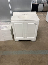31 in. W x 19 in. D x 35 in. H Single Sink Freestanding Bath Vanity in White with White Cultured Marble Top