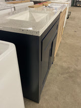 Clady 31 in. W x 19 in. D x 35 in. H Single Sink Bath Vanity in Deep Blue with Silver Ash Cultured Marble Top