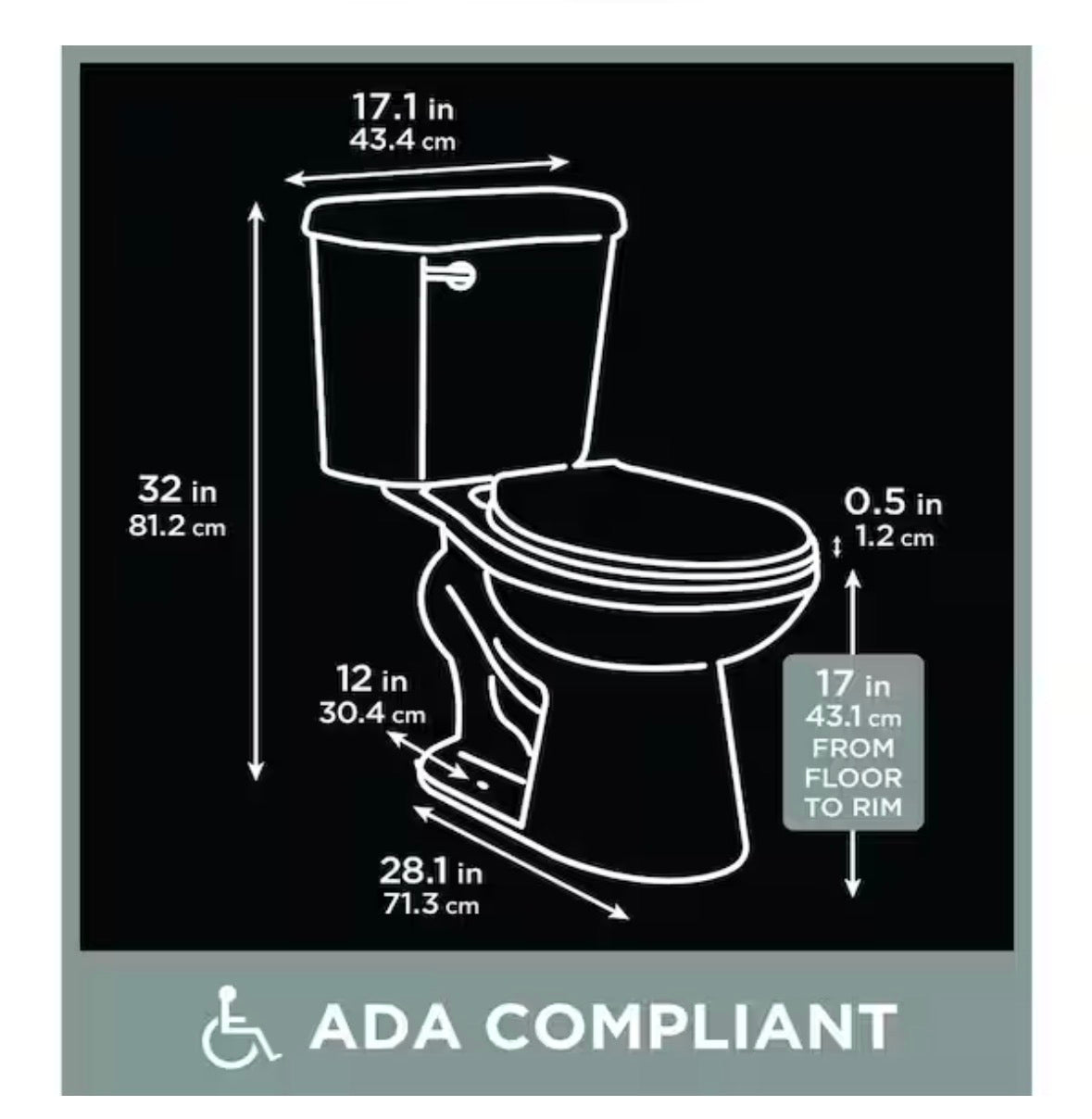 Power Flush 12 in. Rough In 2-Piece 1.28 GPF Single Flush Elongated Toilet in White, Seat Included