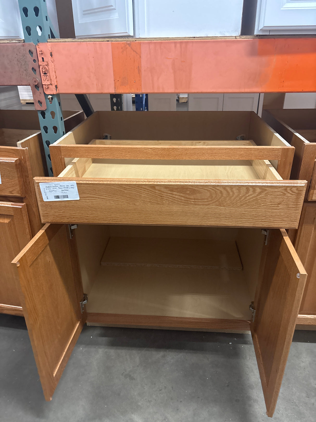 Hampton Medium Oak Raised Panel Stock Assembled Base Kitchen Cabinet with Drawer Glides (30 in. x 34.5 in. x 24 in.)