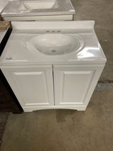 31 in. W x 19 in. D x 35 in. H Single Sink Freestanding Bath Vanity in White with White Cultured Marble Top