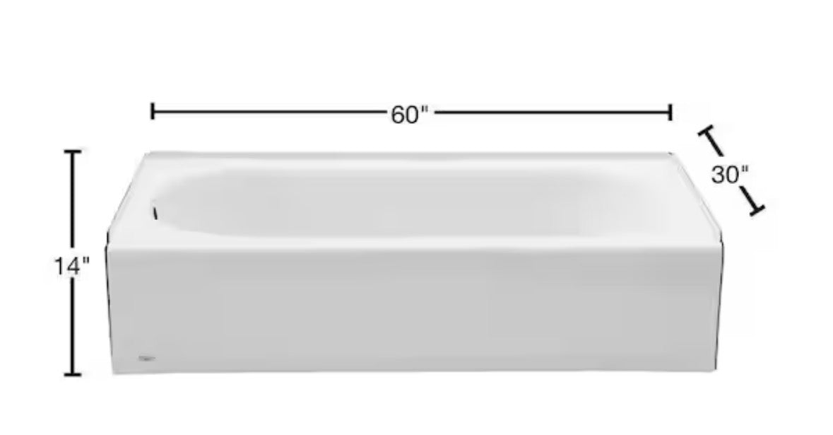 Princeton 60 in. Left Hand Drain Rectangular Alcove Bathtub in White