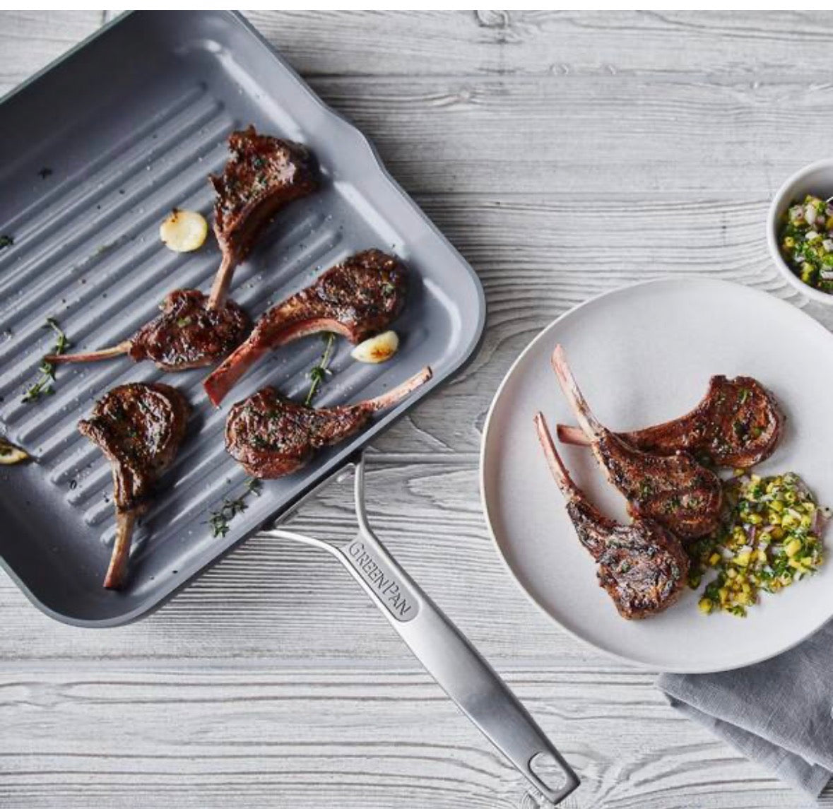 Paris Pro 11 in. Aluminum Non Stick Ceramic Square Frying Pan Grill Pan