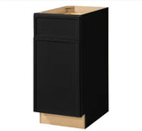 Leyton 15 in. W x 24 in. D x 34.5 in. H Ready to Assemble Plywood Slim Shaker Base Kitchen Cabinet in Raven Black
