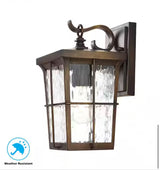 Barrington 11.25 in. 1-Light Golden Bronze Hardwired Outdoor Wall Light Lantern Sconce with Clear Water Glass